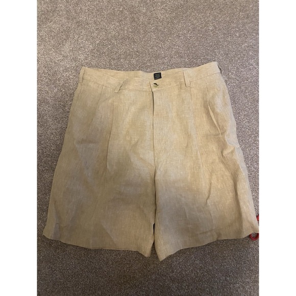 Jos A Bank Shorts Mens‎ 38 Beige 100% Linen Reserve Chino Lightweight Flat Front - Picture 3 of 8